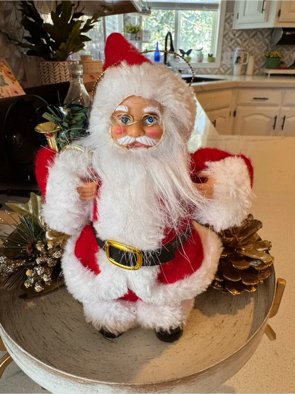 Vintage 1980s 1990s Plastic Face Standing Santa Claus Figurine Holiday Decor